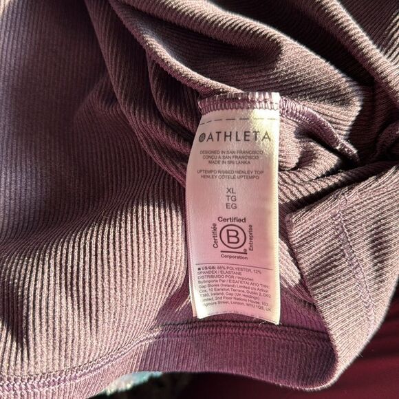 Athleta Purple Uptempo Ribbed Henley Top XL - Picture 5 of 5